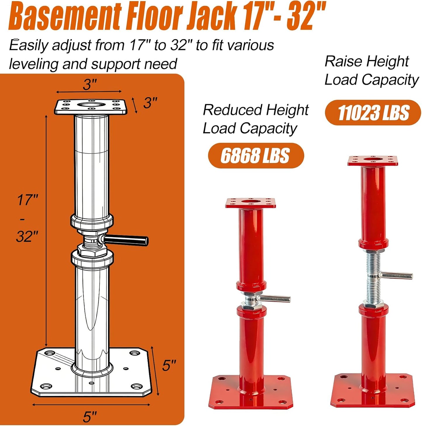 Gatos piso ajustables 17-32pulg soporte resistente 11023lb