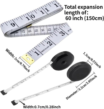 Set 2 Cintas Métricas Retráctiles Fibra Vidrio 60pulg