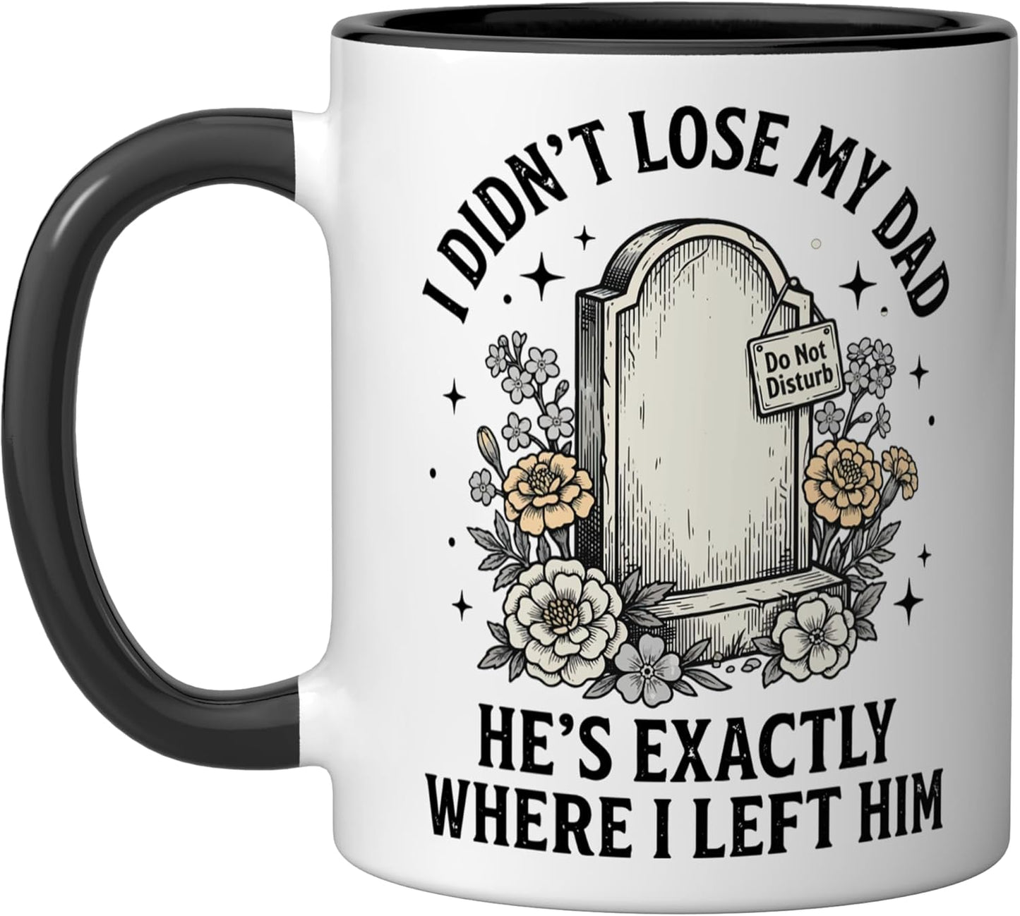 Taza Cerámica 'No Perdí a Mi Padre' Negro/Blanco