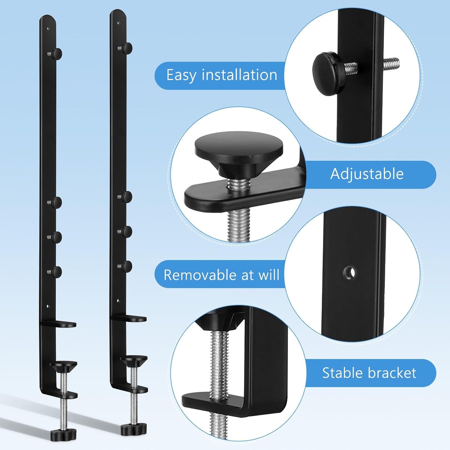 Soporte escritorio hierro ajustable para tablero clavijas