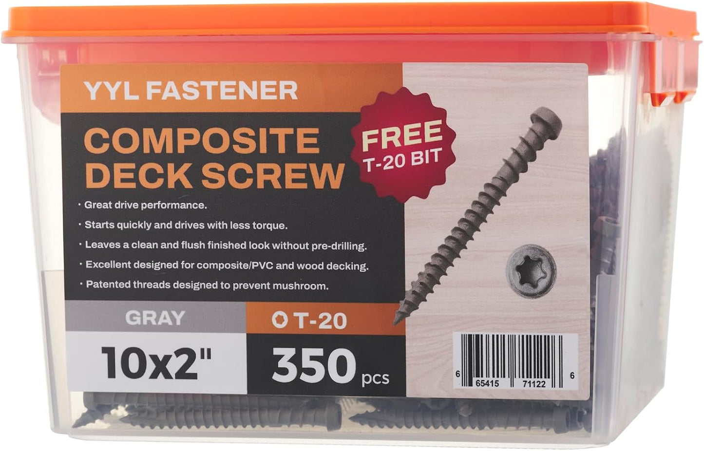 Tornillos terraza compuesta #10x2 Torx T20 gris con broca