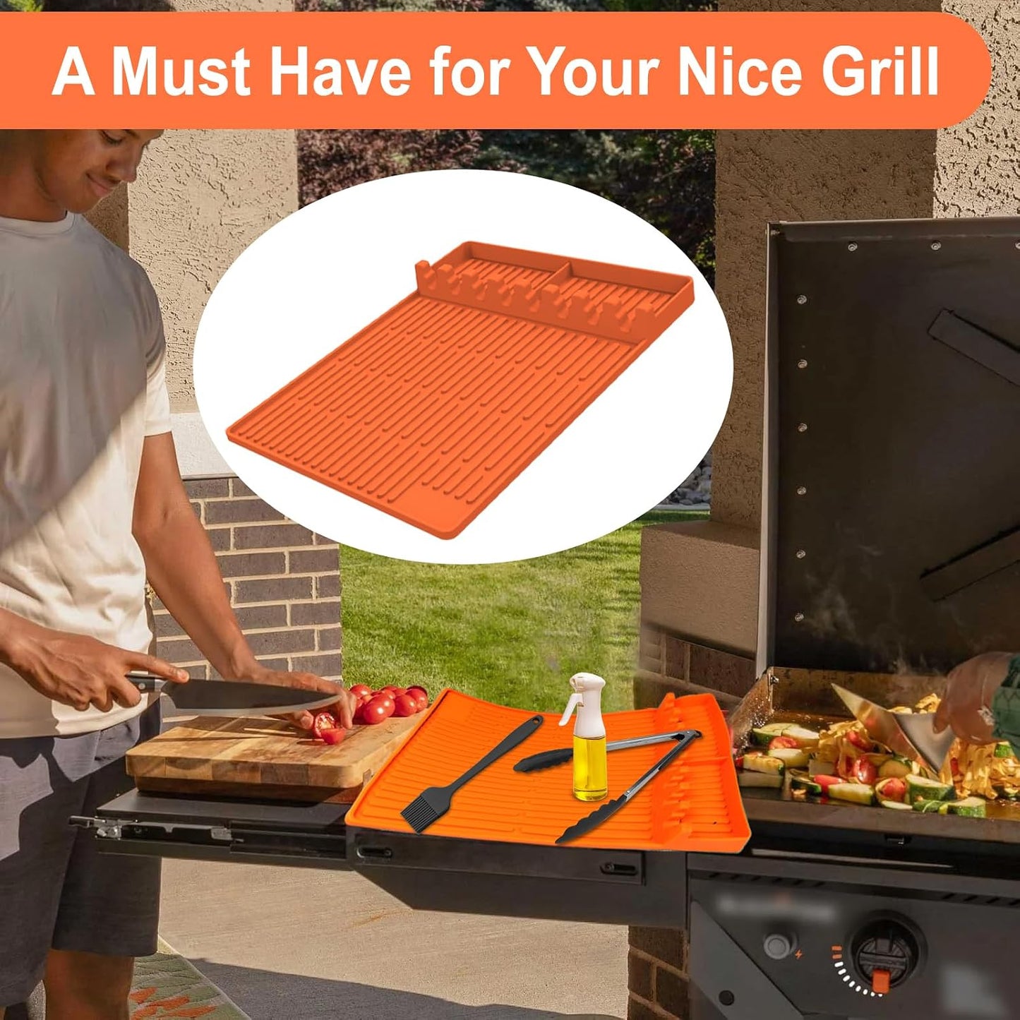 Alfombrilla silicona para parrilla Blackstone con goteo