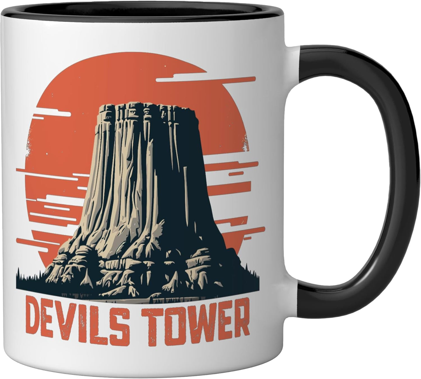 Taza Cerámica Devil's Tower Wyoming Negro/Blanco