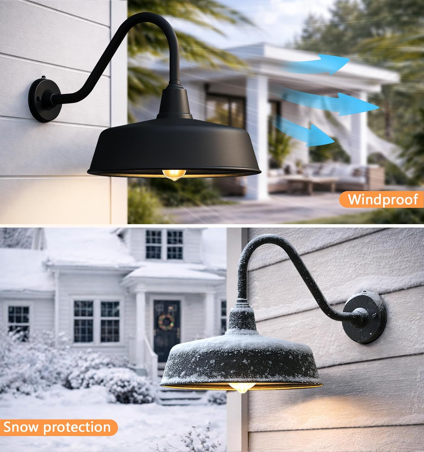 Luces granero pared cuello cisne 15pulg exterior