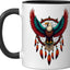 Taza cerámica Eagle Dreamcatcher con plumas nativas en negro/blanco