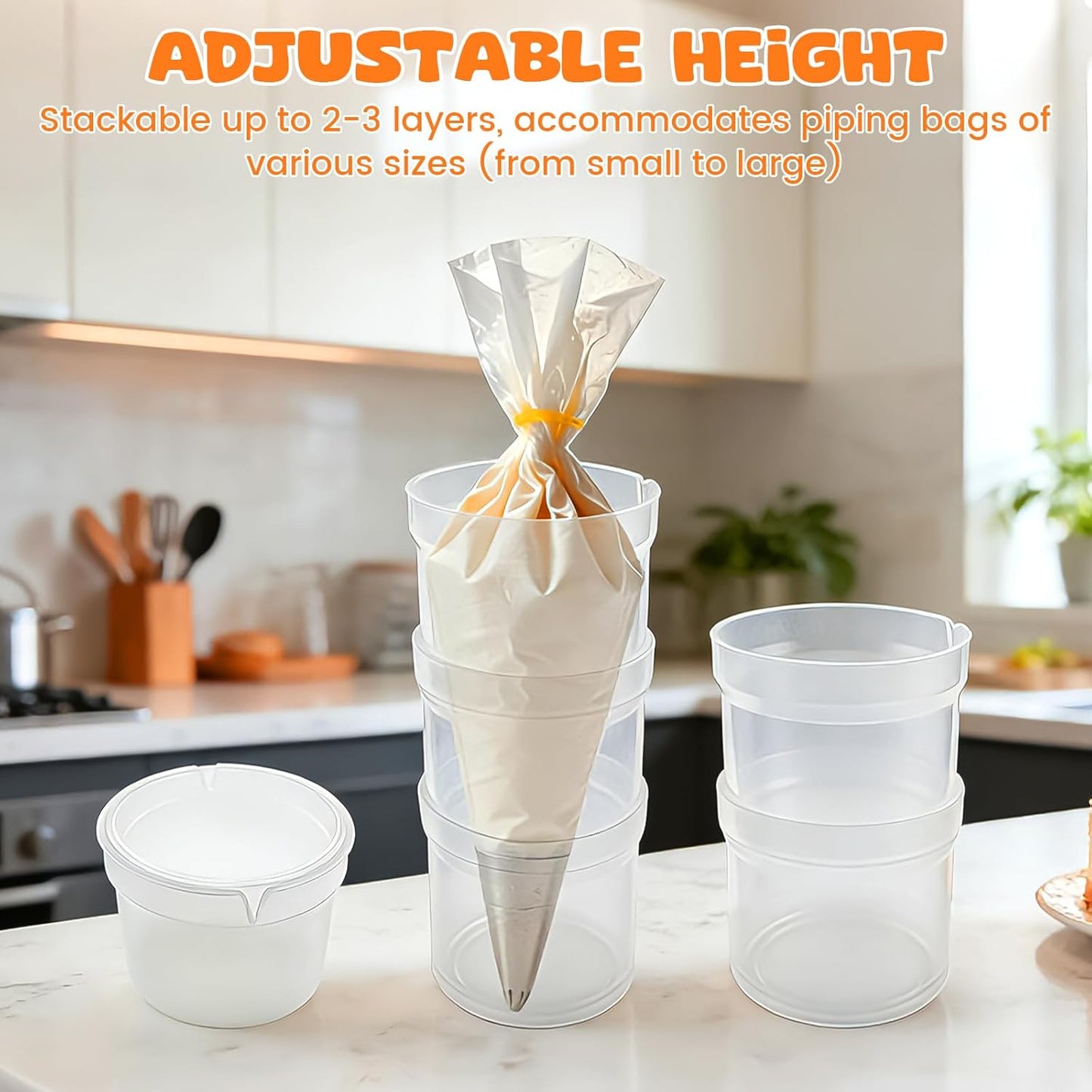 Soporte para bolsas de pastelería y glaseado con altura ajustable