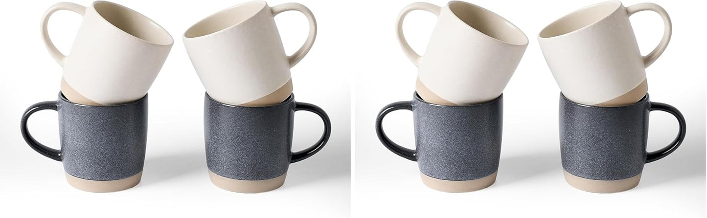 Set 4 Tazas Cerámica Asa Café Té Blanco Mate Carbón