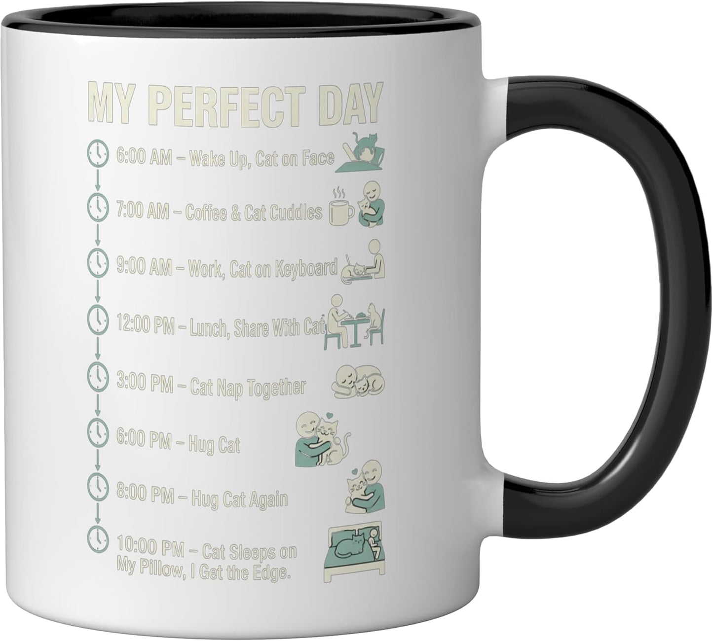 Taza Cerámica para Amantes de Gatos Negro/Blanco