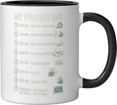 Taza Cerámica para Amantes de Gatos Negro/Blanco
