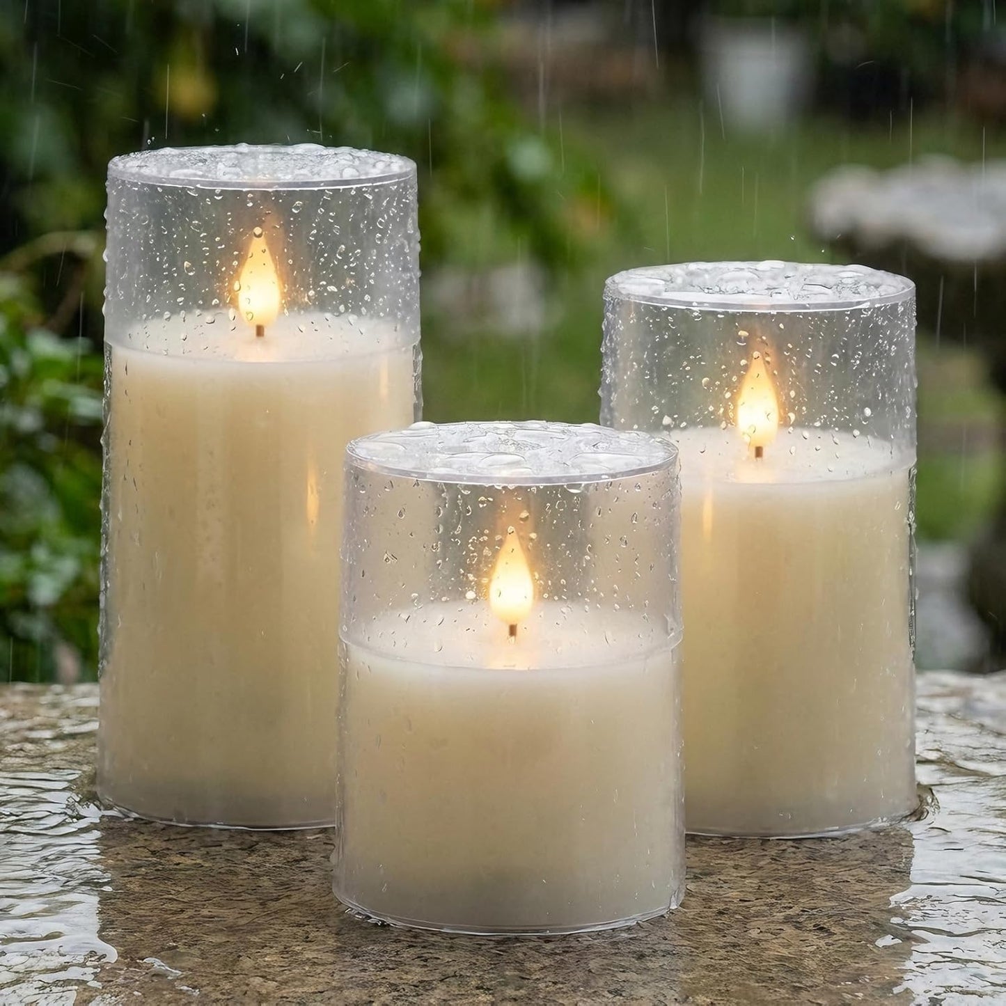 Velas LED acrílico marfil 3x4-6 pulg con control remoto