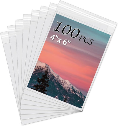 100 Bolsas Almacenamiento Transparentes 4x6 para Fotografías