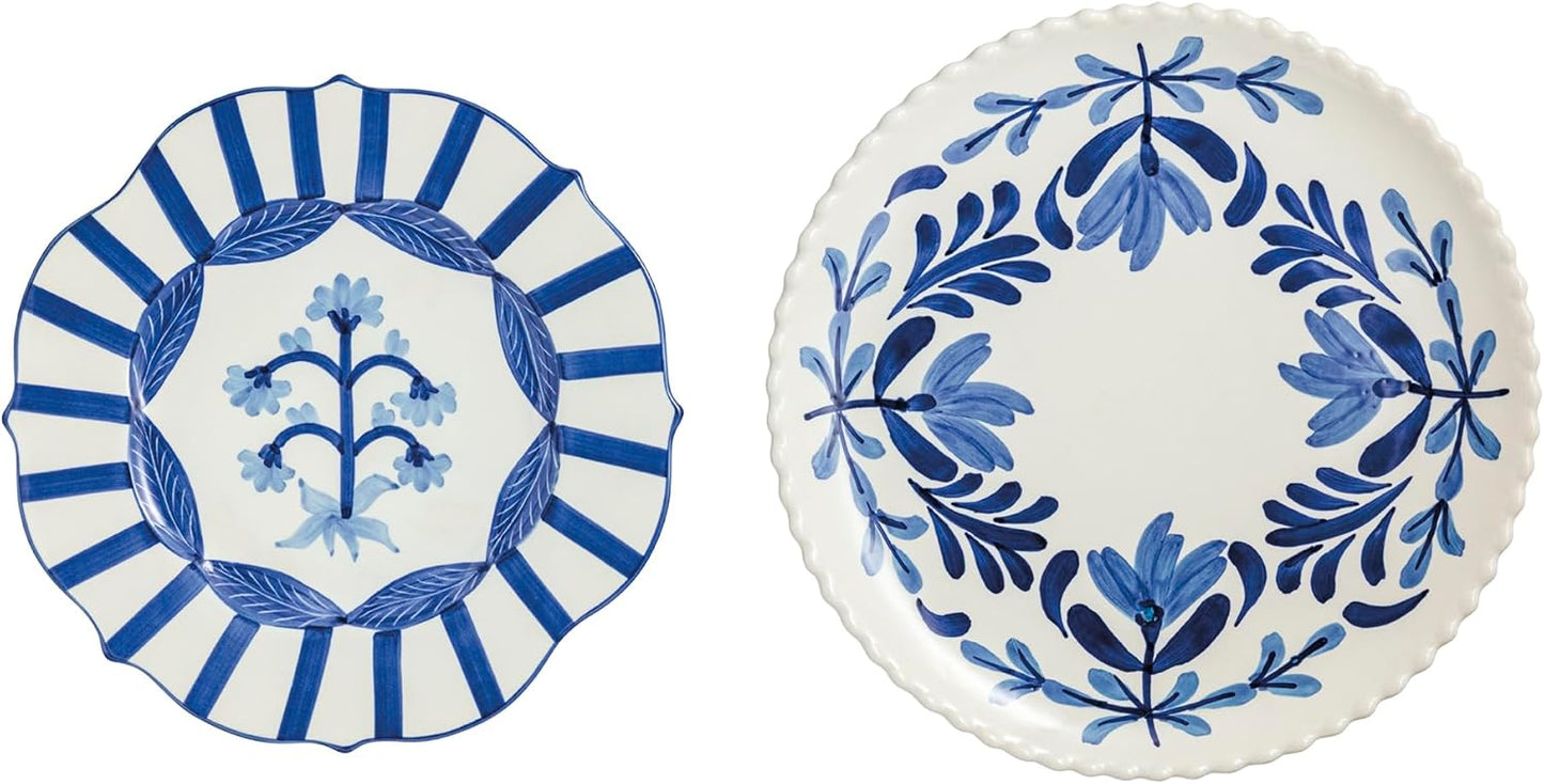 Plato anidado cerámica floral azul