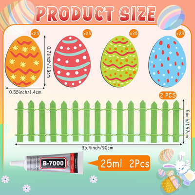 104 Pzas Decoración Pascua Mini Valla Madera 35pulg 100 Huevos