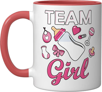 Taza cerámica para revelación de género rosa equipo niña