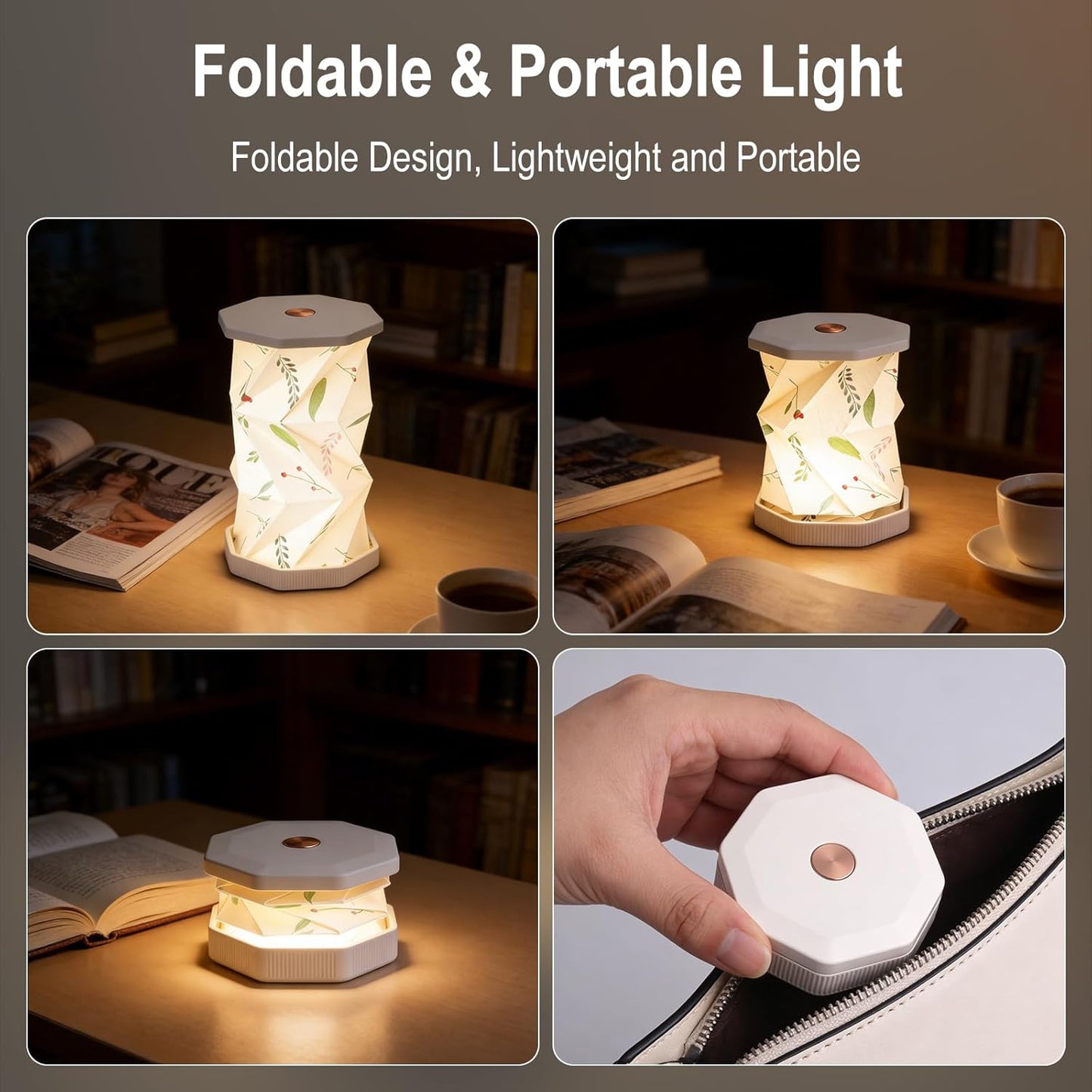 Luz Nocturna Plegable Control Táctil Recargable USB Minimalista