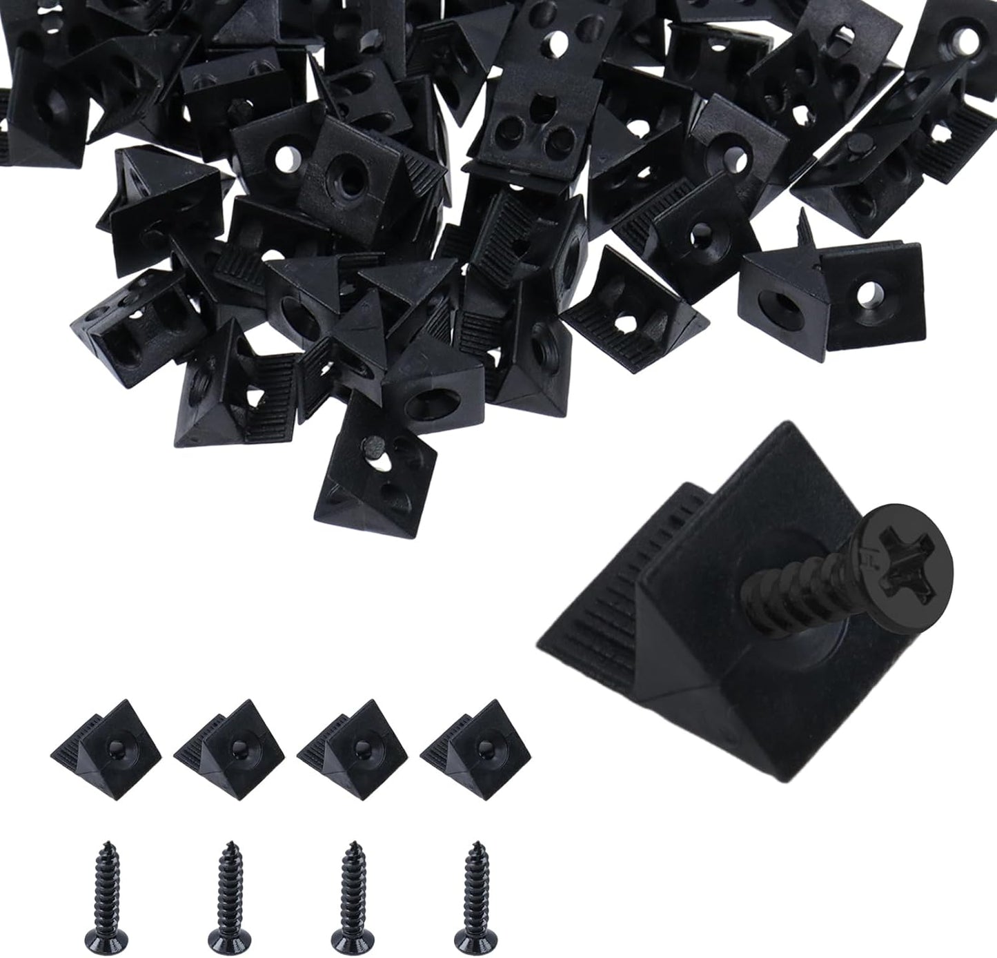 100 Cuñas Plástico Soporte Cajón Ángulo Negro