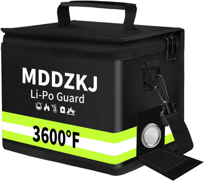 Bolsa segura batería litio 8.6x5.8x6.6pulg 5 capas ignífuga