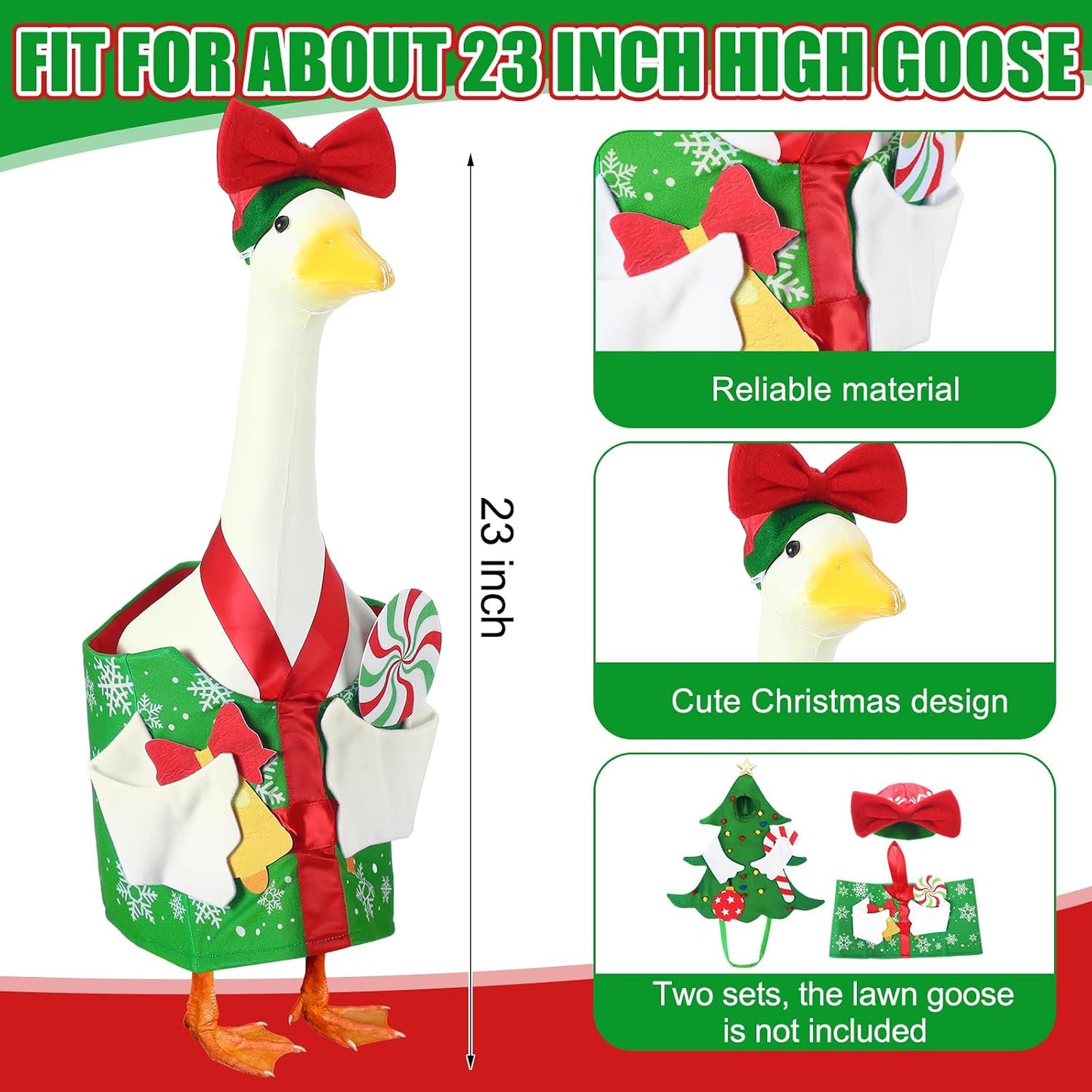 2 Trajes Ganso Navidad Ropa Porche Alto Jardín
