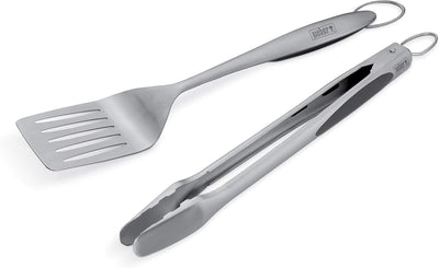 Juego 2 Pzas Herramientas Barbacoa Acero Inox Espátula Pinzas