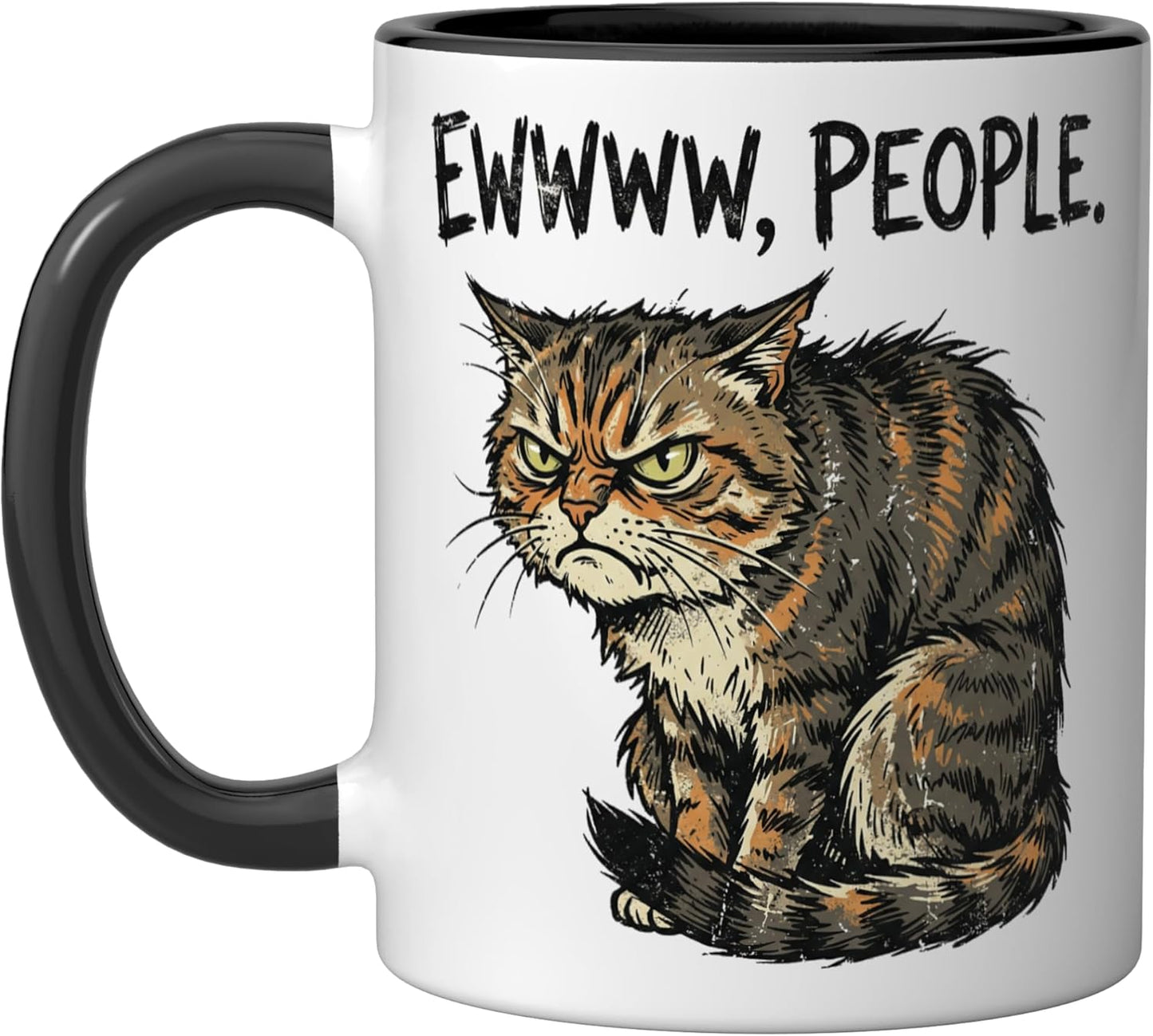 Taza Cerámica para Amantes de Gatos Sarcastica Negro/Blanco
