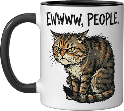 Taza Cerámica para Amantes de Gatos Sarcastica Negro/Blanco