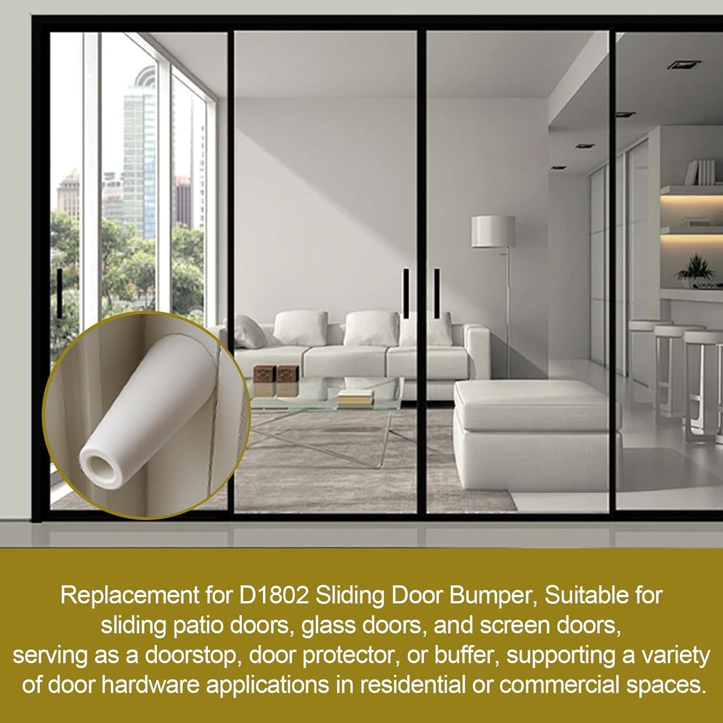 Tapón antigolpes puerta corrediza D 1802 2-5/8pulg blanco