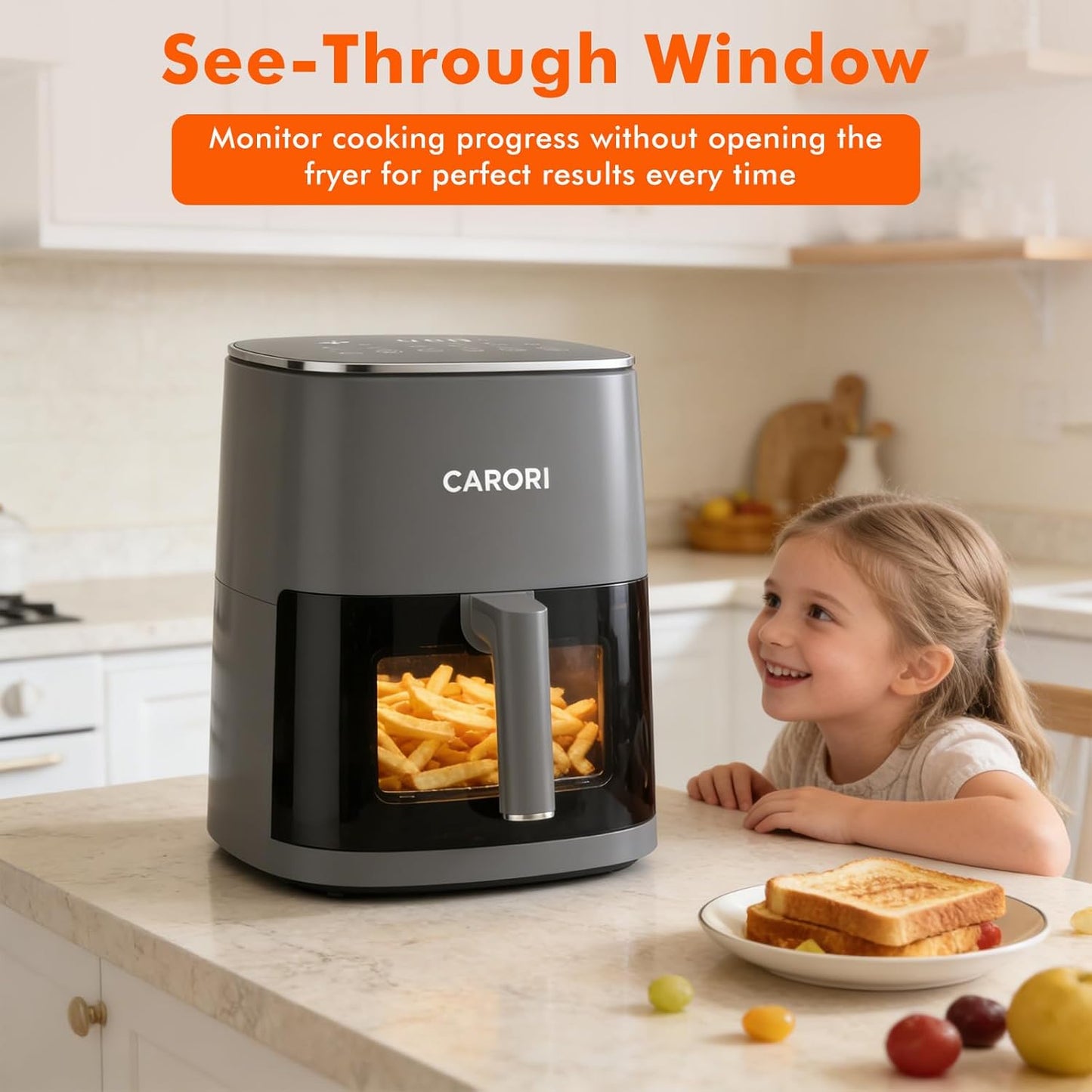 Freidora aire 6qt 1700W con ventana y cesta antiadherente
