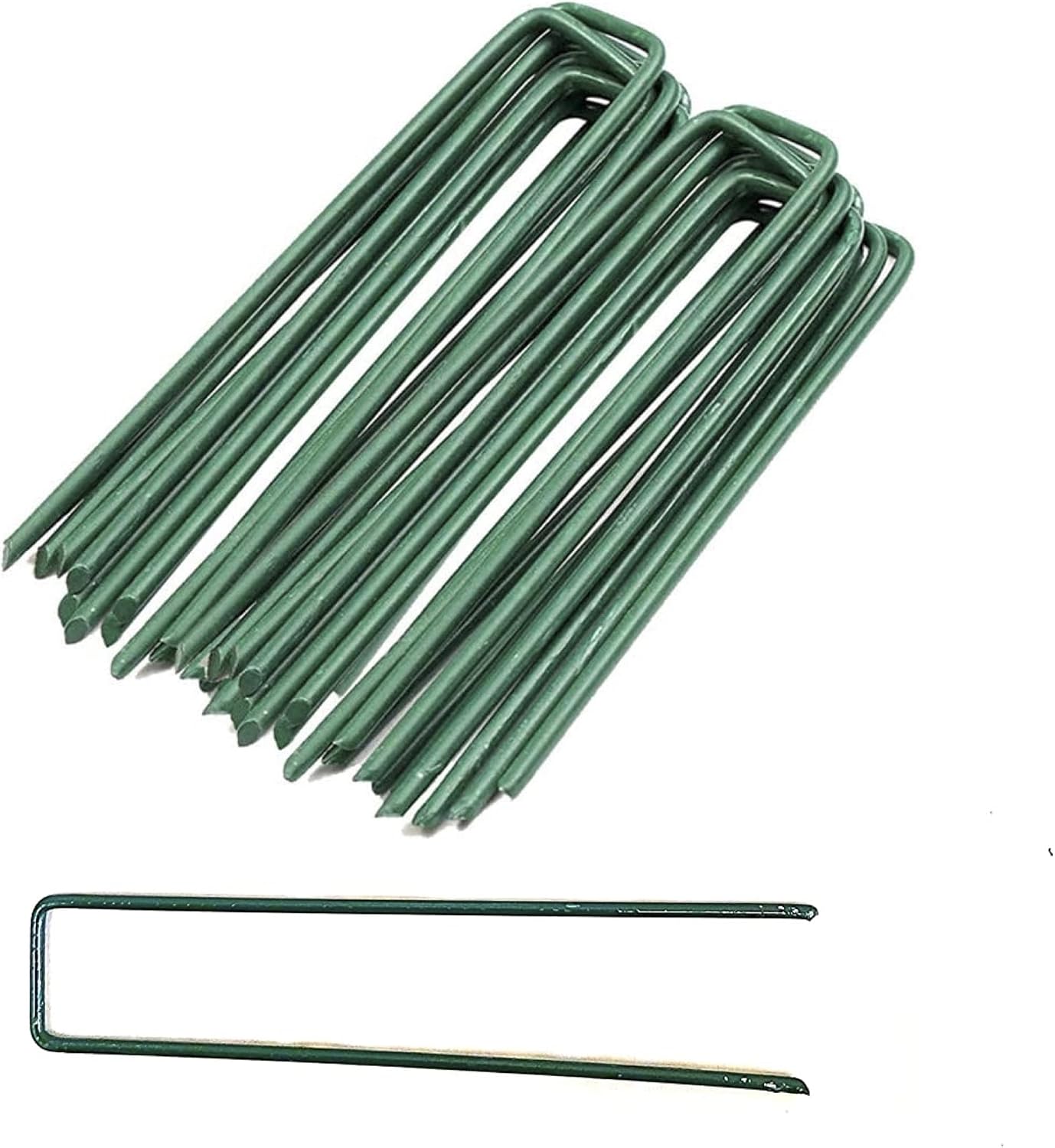 100 Estacas Verdes Jardín 6pulg Tipo U para Césped Artificial
