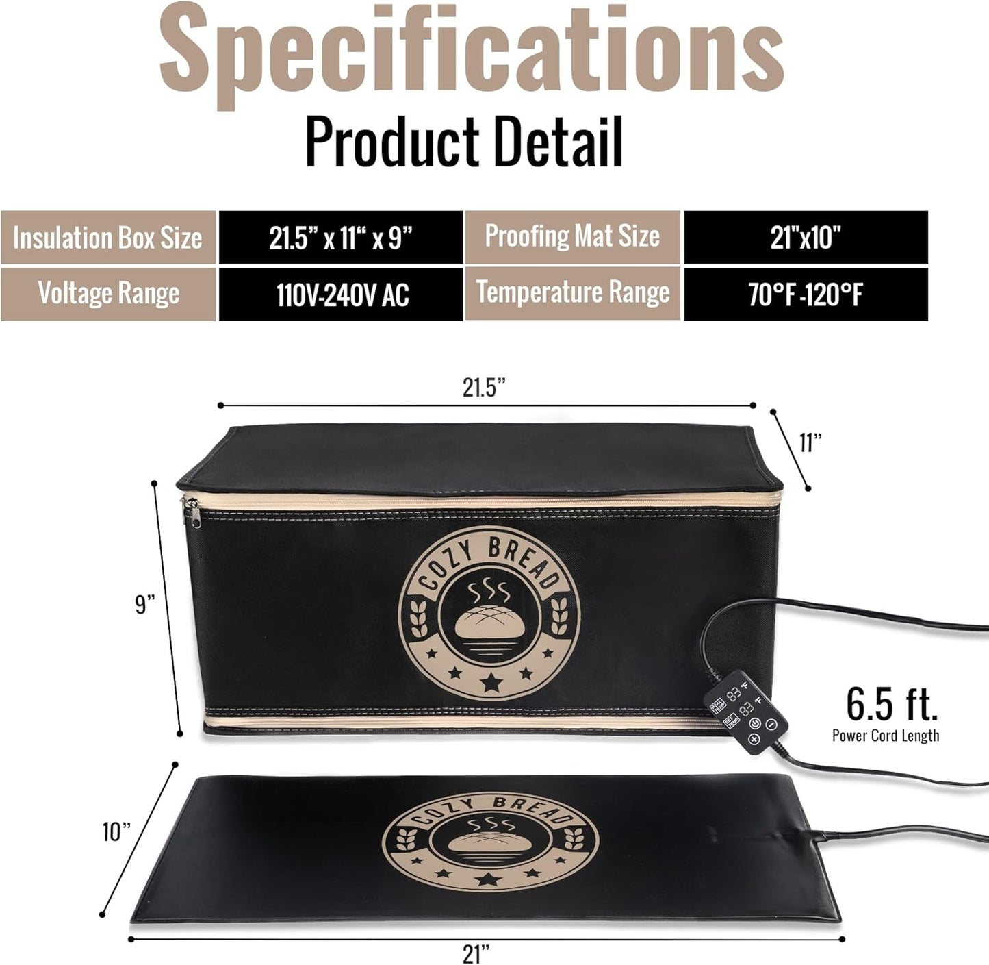 Alfombrilla y caja para pruebas de pan marca USA