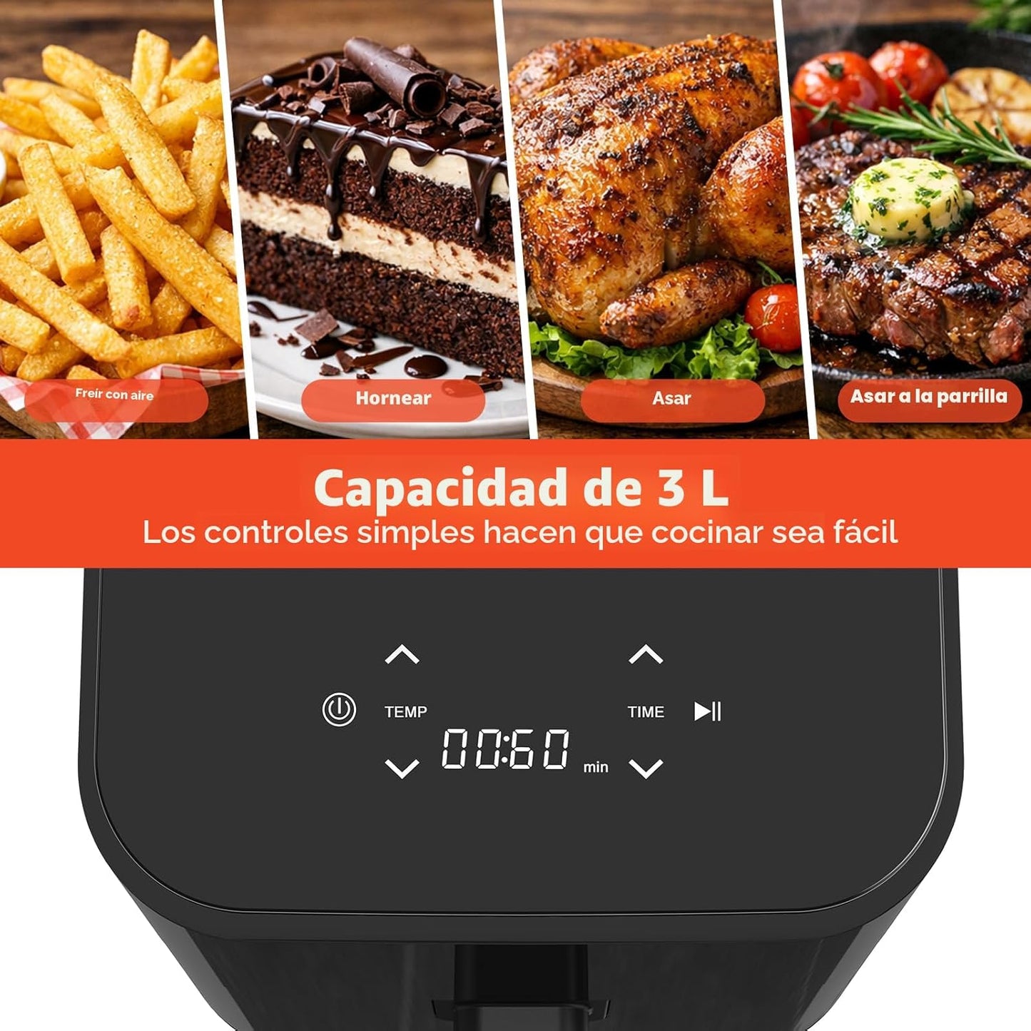 Freidora de aire digital compacta NEWBULIG 3 cuartos de galón con placa antiadherente