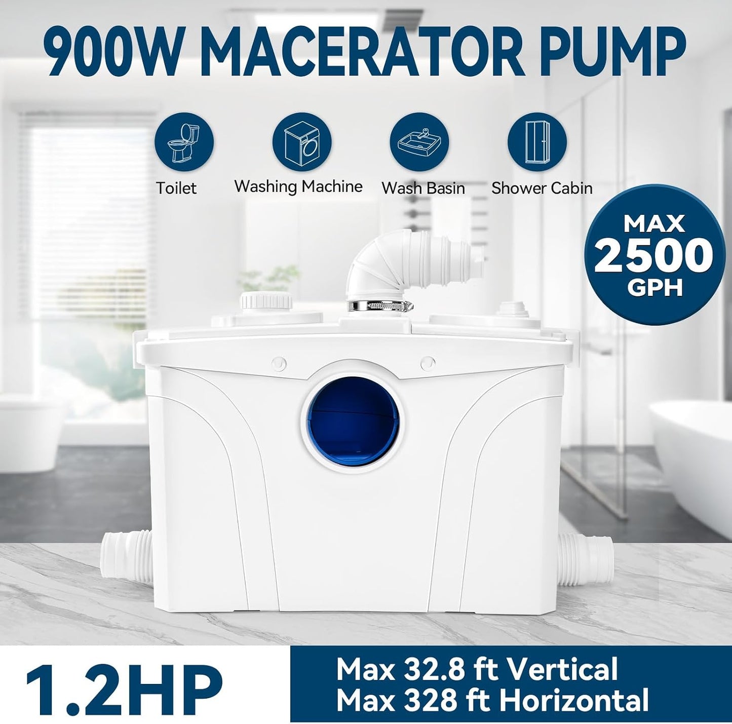 Bomba maceradora 1.2 HP 2500 GPH 4 entradas 1 salida