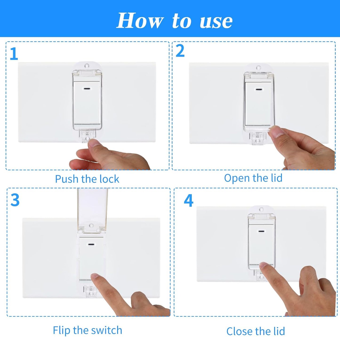 4 Pzas Protector Interruptor Luz Transparente para Niños