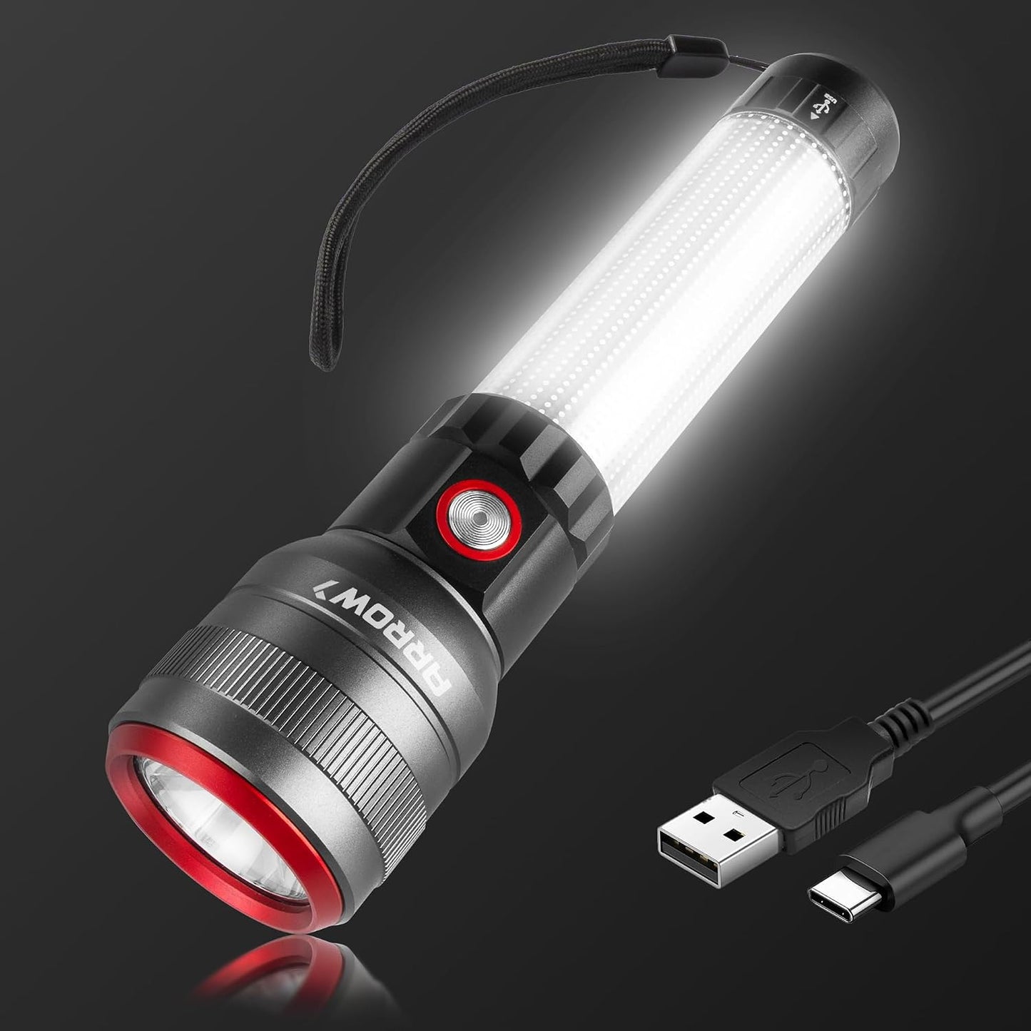 Linterna LED 1200 lm recargable USB-C con zoom y memoria