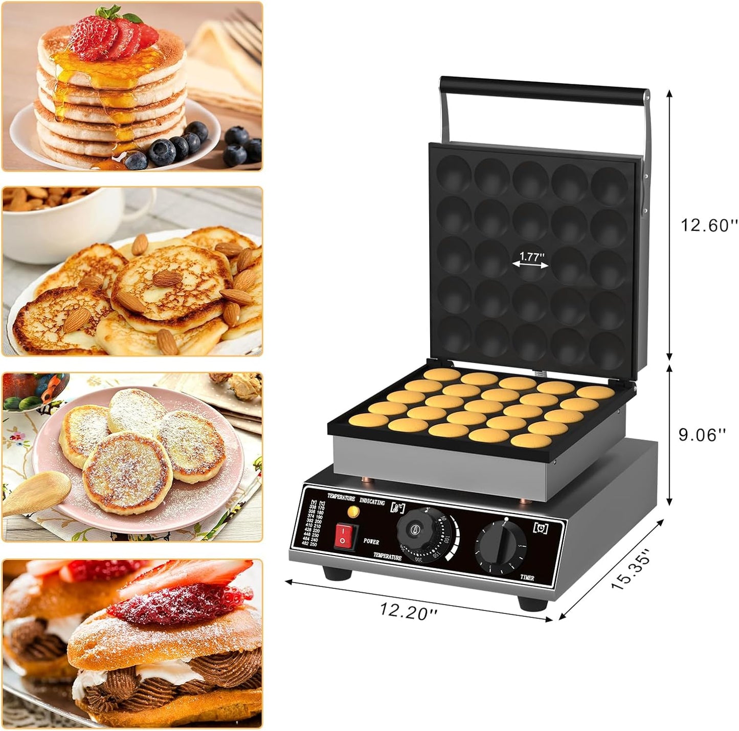 Mini máquina panqueques acero inox 1700W uso doméstico