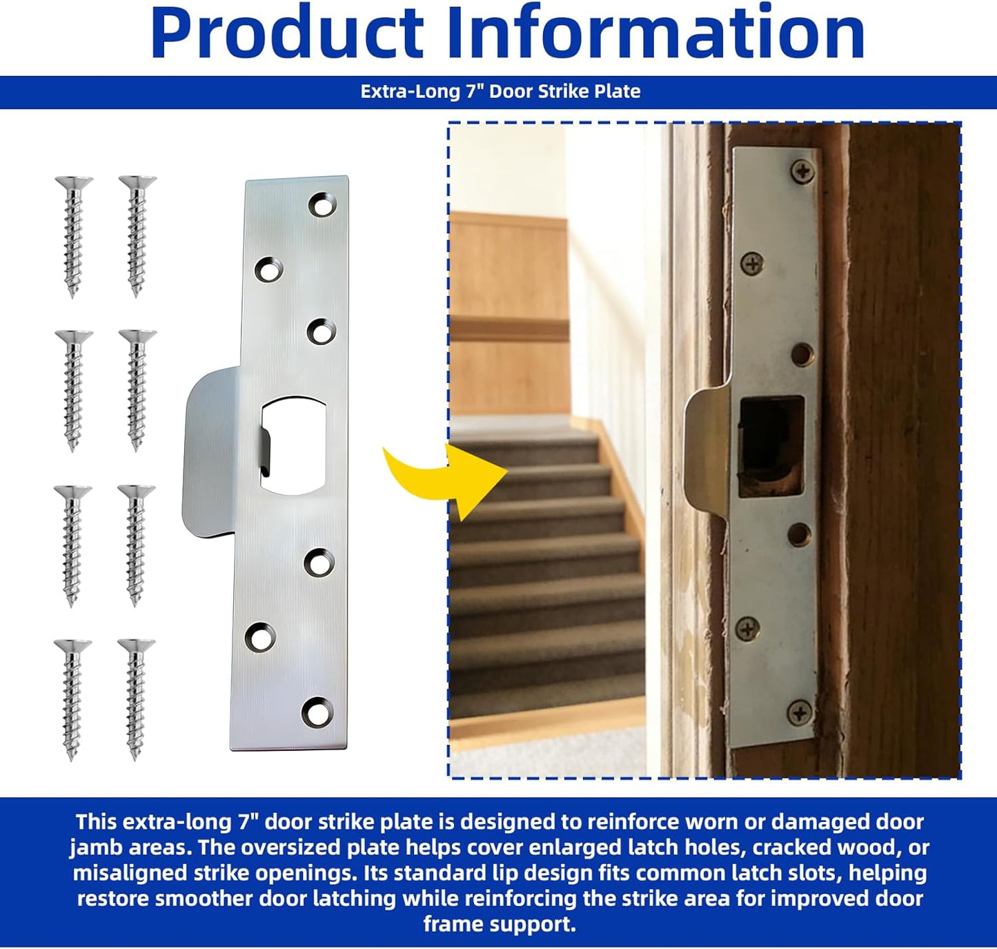 Placa refuerzo puerta acero inox 7pulg