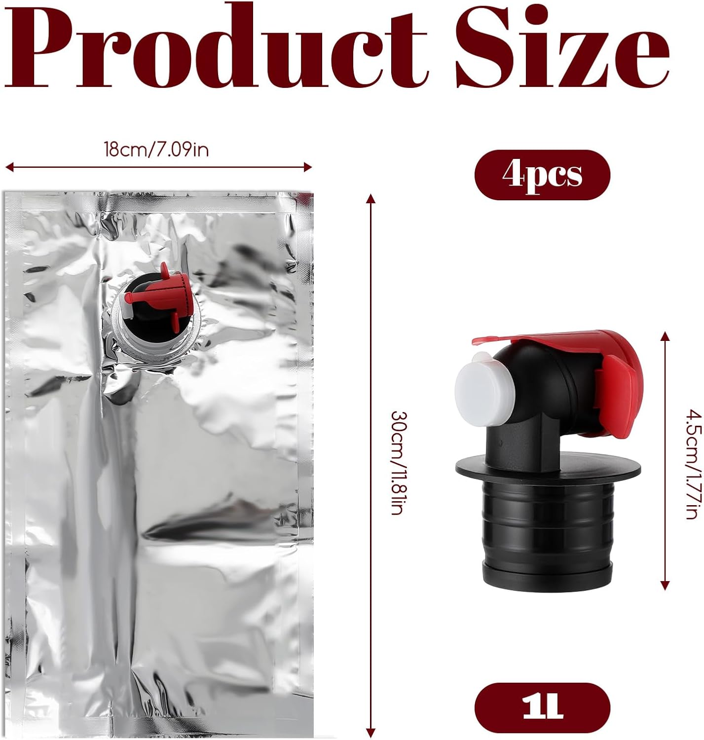 4 Pzas Bolsas Vino Recargable 1L Con Boquilla