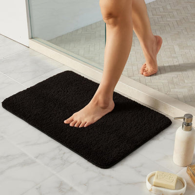 Alfombra baño negro antideslizante absorbente rápida secado