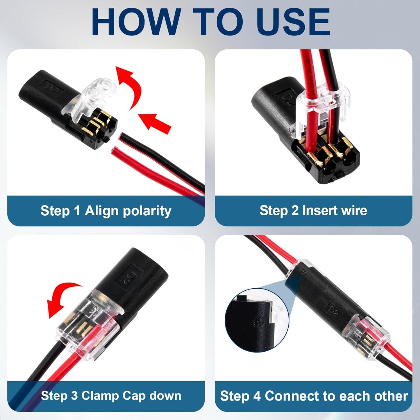 40 Conectores Rapidos Cable 2/1 Pines Bloque Terminal Tiras Led
