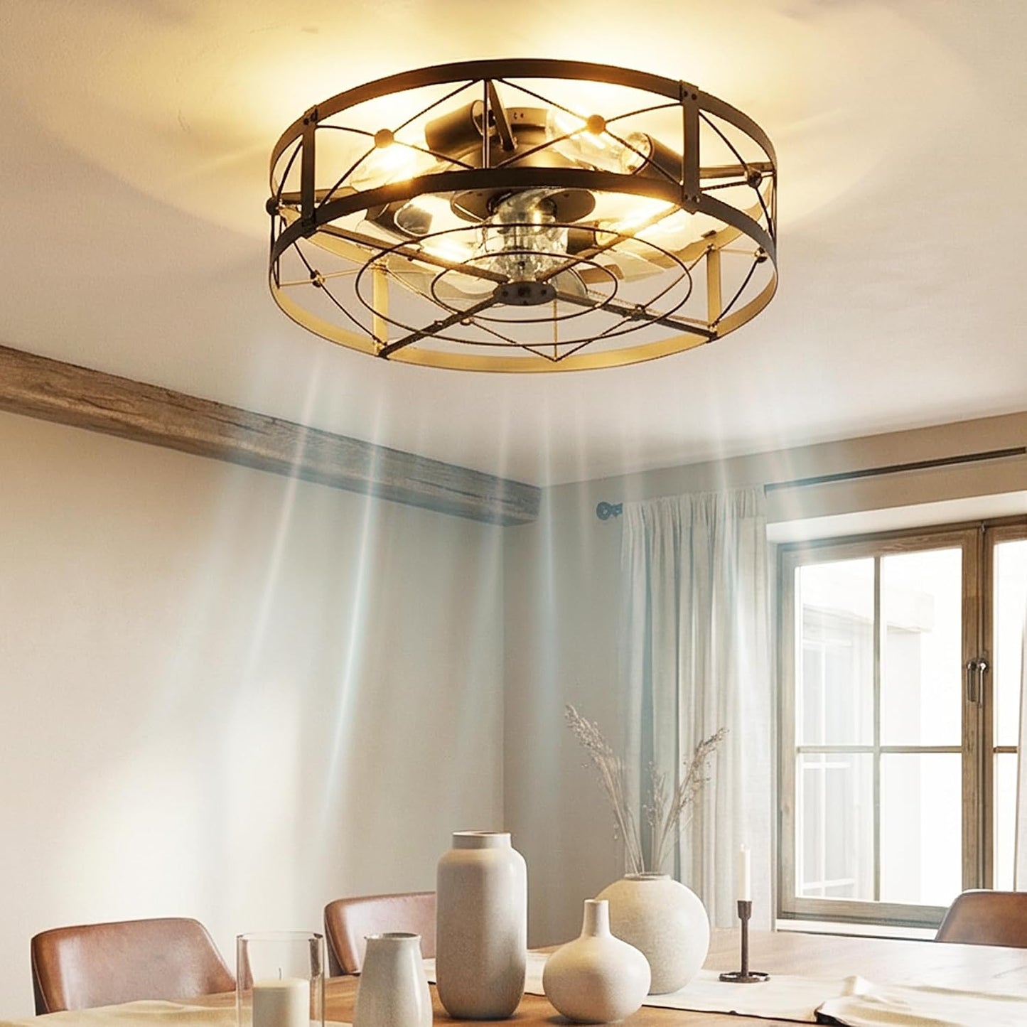 Ventilador techo 20pulg 6 velocidades luces cocina