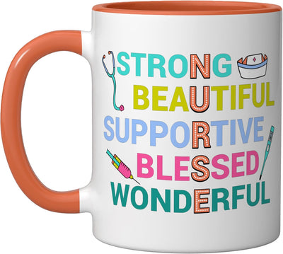 Taza de cerámica para enfermera, naranja/blanco