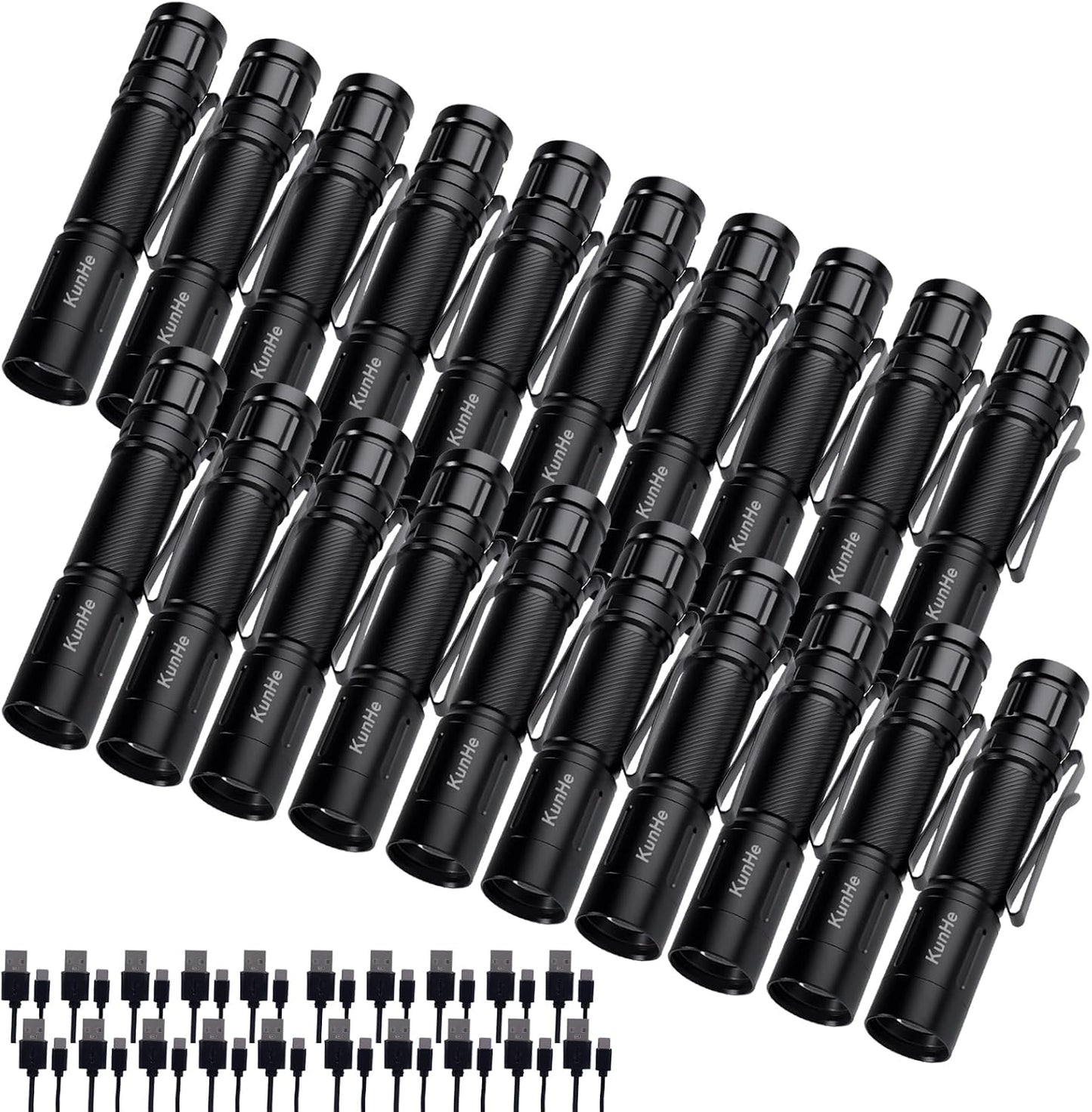 20 Linternas LED Recargables Aluminio 180lm Brillo Ajustable