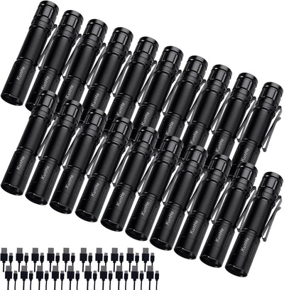 20 Linternas LED Recargables Aluminio 180lm Brillo Ajustable