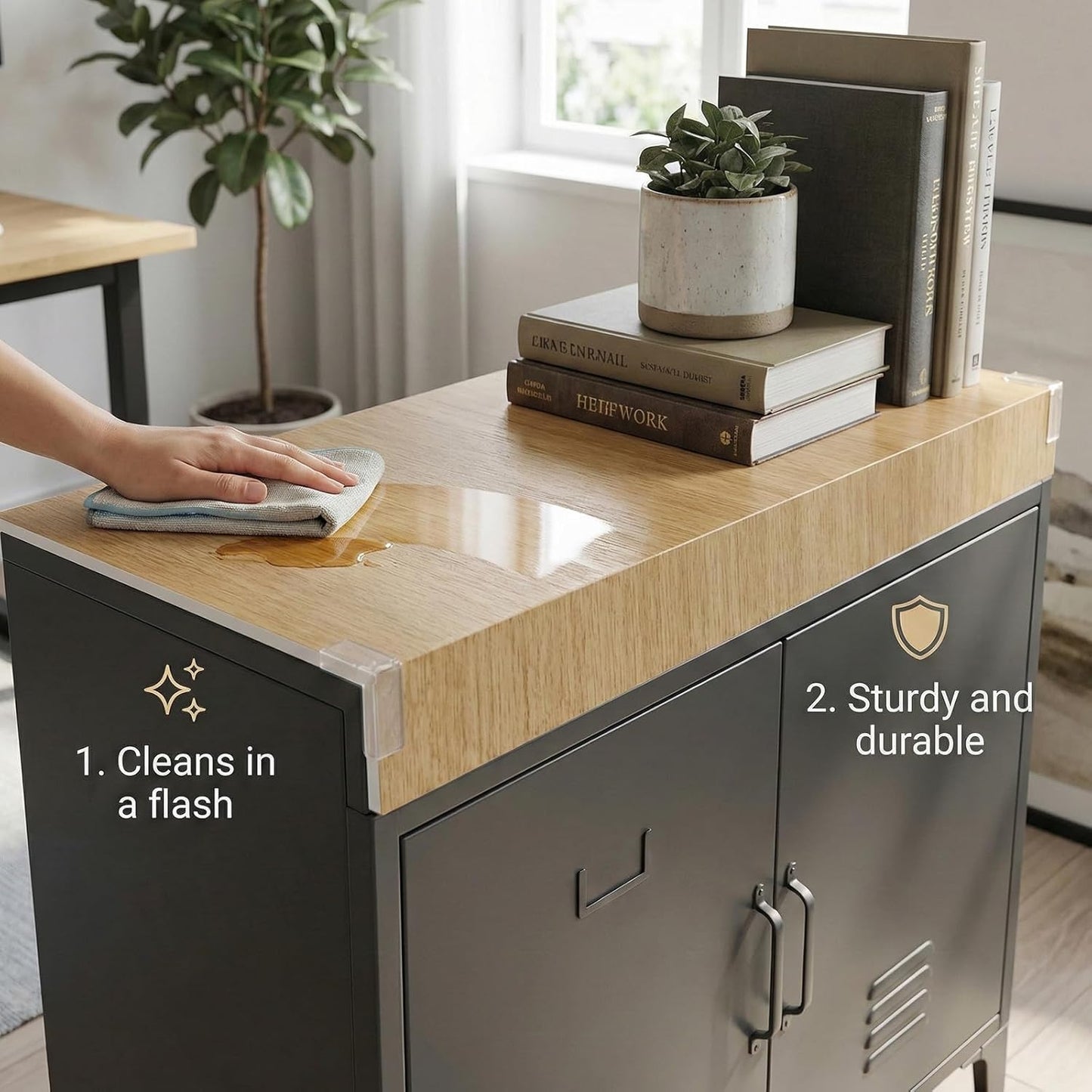 5 fundas estante alambre PVC con aspecto madera resistente