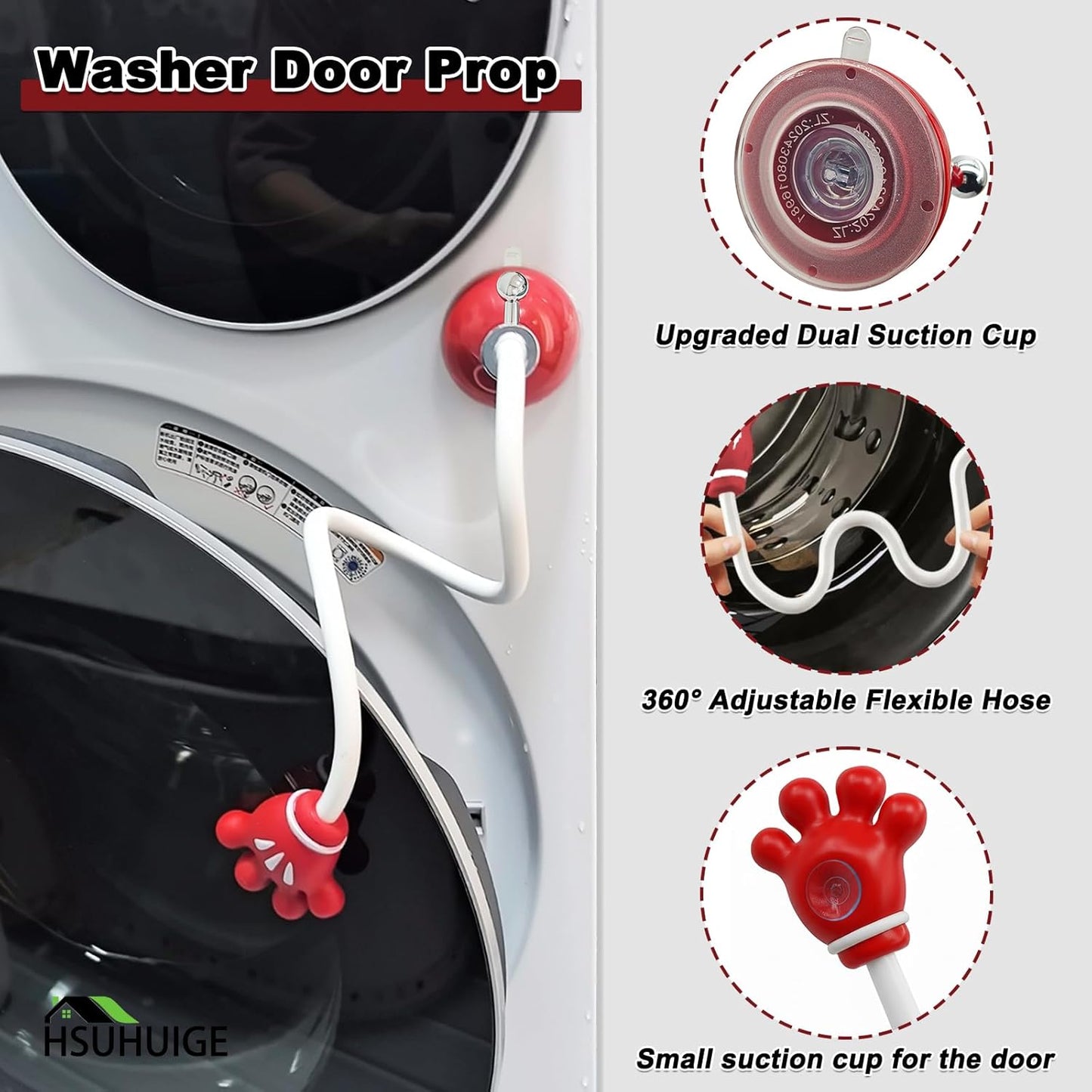 Soporte puerta lavadora carga frontal con ventosa palma roja
