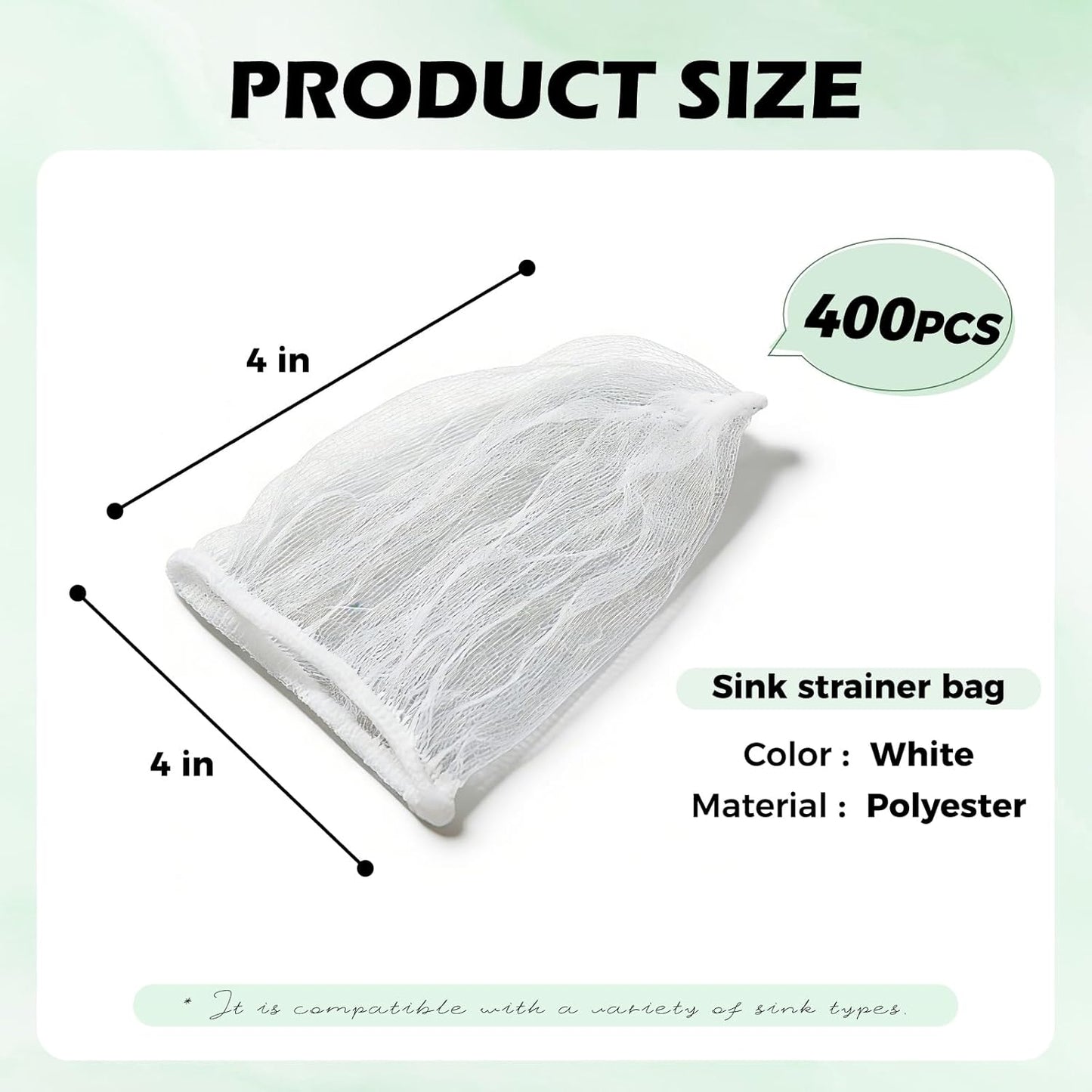 400 Pzas Bolsas Red de Drenaje Universal para Fregadero