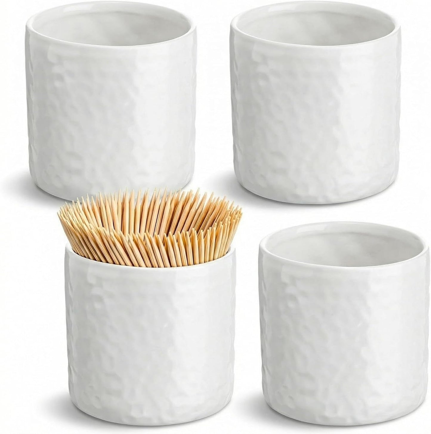 Soporte de cerámica blanca para palillos de dientes 4 piezas