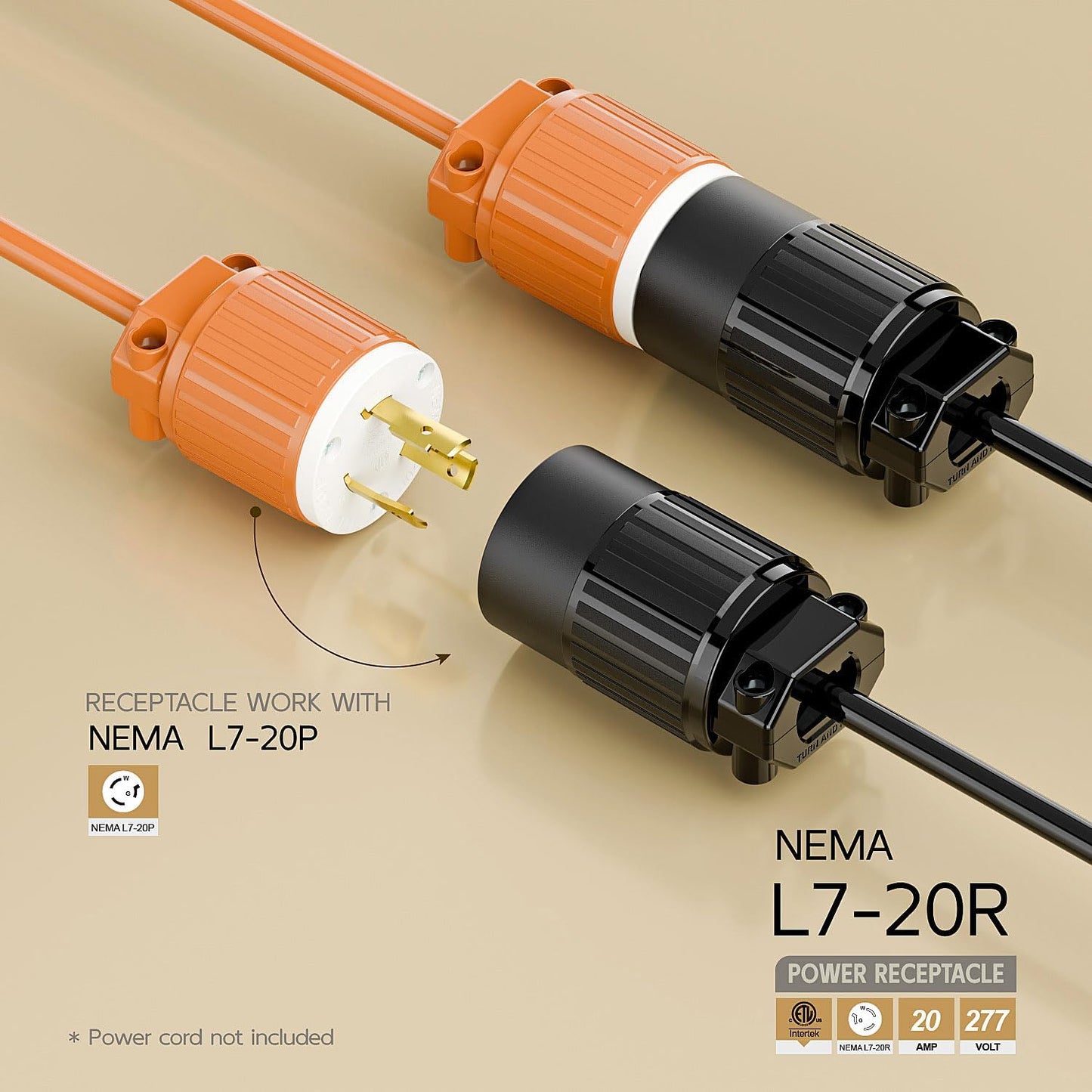 Enchufe L7-20R 20A 277V conector CA hembra grado industrial