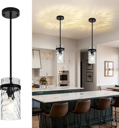 2 Luces Colgantes Vidrio Martillado para Isla Cocina