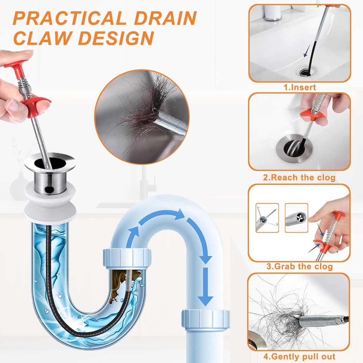Serpiente drenaje flexible para ducha fregadero bañera con acero