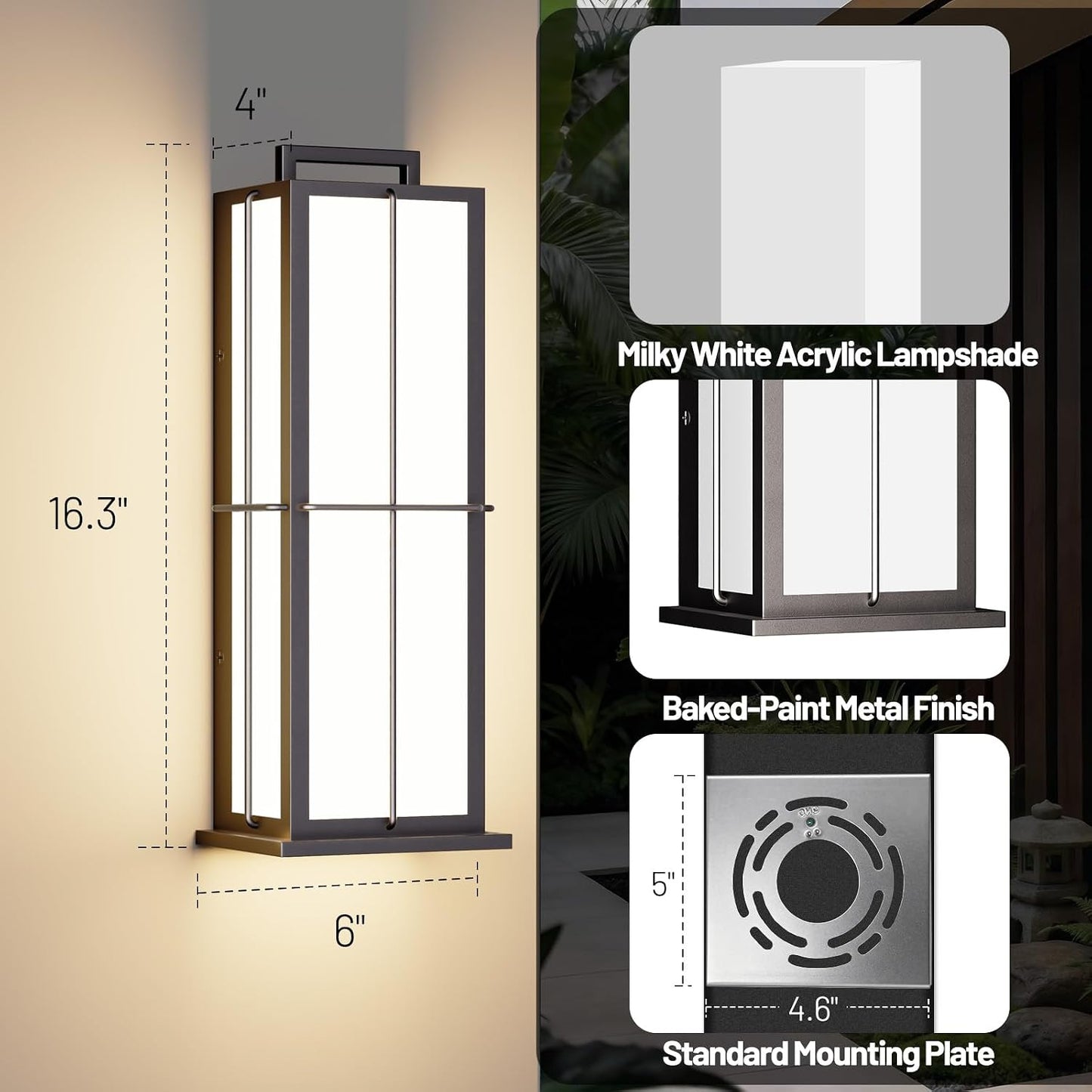 Lámpara LED pared exterior 16pulg 3000K IP65